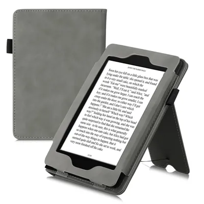 Produktbild von kwmobile Flip Hülle kompatibel mit Amazon Kindle Paperwhite - Handschlaufe - Cover Grau (für Modelle bis 2017)
