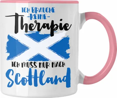 Produktbild von Trendation - Schottland Tasse Geschenk Grafik Scottland Geschenkidee Spruch Lustig ich Brauche Keine Therapie (Rosa)