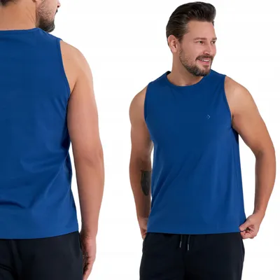 Produktbild von Herren-T-Shirt, schlichtes Tanktop, 100 % Baumwolle, ärmellos, MORAJ M, Marineblau