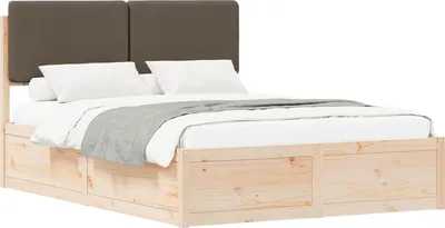 Produktbild von Bettgestell mit gepolstertem Kopfteil Taupe 140 x 200 cm