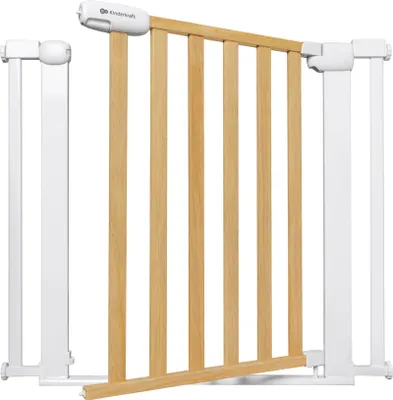 Produktbild von Kinderkraft LOCK & GO detská bezpečnostná bránka - 75-103 cm - bez vŕtania - POVRCHOVÝ KROK - KEEP OPEN - DVOJITÝ ZÁMOK - 90° otváranie - drevená