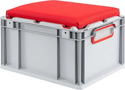 Produktbild von Eurobox NextGen Seat Box Rot | HxBxT 26,5x30x40cm | 20 Liter | Griffe geschlossen | Grau | Eurobehälter, Sitzbox, Transportbox, Transportbehälter, Stapelbehälter