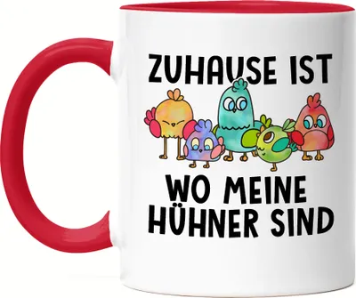 Produktbild von Zuhause Ist Wo Meine Hühner Sind Tasse Rot Huhn-Fans Bauernhof Chicken Hühnerhof Geschenk