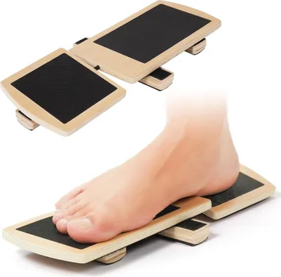 Produktbild von Einbeiniges Balance Board, Rutschfestes Wackelbrett aus Holz für Knöchelstärkung, Stabilitätsübungen, Physiotherapie, Haltungskorrektur, 29x11x1,5 cm