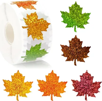 Productafbeelding van Stickers herfst - Knutselstickers - Glitter esdoornbladeren - Stickers - Herfstbladerstickers