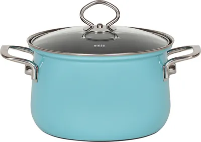 Obrázek produktu pro Hrnec na maso Riess se skleněnou poklicí Ø20cm 3,5 litru Smalt Nouvelle Crystal Blue