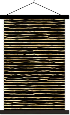 Produktbild von MuchoWow® Textilposter Muster - Streifen - Gold 120x180 cm mit schwarzem Rahmen - Fotos