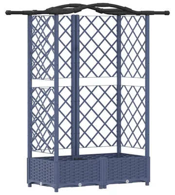 Zdjęcie produktu dla vidaXL Podwyższona grządka z kratką do pnączy i daszkiem, szara, 124 x 40 x 126 cm, PP