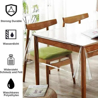 Productafbeelding van Famanu Tafelkleed Transparant - Hoogwaardig, gemakkelijk schoon te maken tafelkleed, 100 x 180 cm