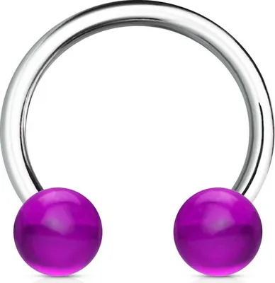 Produktbild von viva-adorno Universal Hufeisen Piercing Chirurgenstahl 316L UV Kugeln Septum,Lippe,Augenbraue,Nase Z303,lila