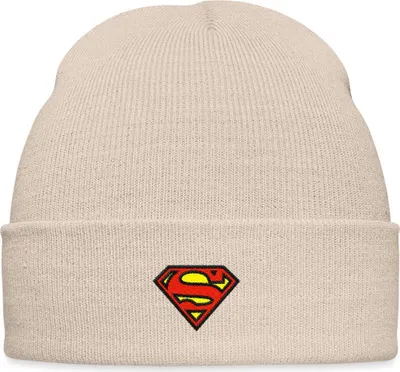 Produktbild von Spreadshirt Superman Original Logo S-Shield Stick Bestickte Wintermütze, One size, Beige