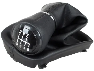 Produktbild von Audi A3 8L 96-03 Schaltknauf aus schwarzem Kunstleder für 6-Gang-Schaltung + Schaltmanschette in Schwarz mit Rahmen, Loch 23 mm