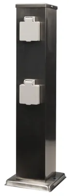 Produktbild von Außensteckdose 4-Fach, IP44, Edelstahl V2A, 127x127x470mm, 3680W/ 16A