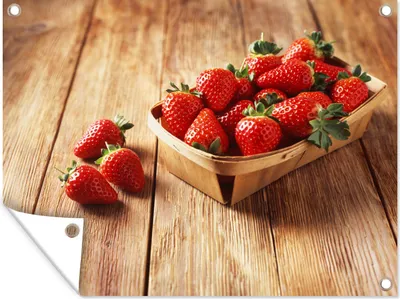 Obrázok produktu pre MuchoWow® Vonkajší plagát - Záhradná dekorácia ochrana súkromia - Záhradné plagáty pre záhradu - Jahoda - stôl - ovocie - 30x40x0.2cm