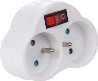 Image de Adaptateur Avec Interrupteur On/Off - 2 Prises - Prise Française