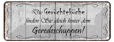 Produktbild von Blechschild Spruch 27x10cm Gerüchteküche Geredeschuppen Dekoration