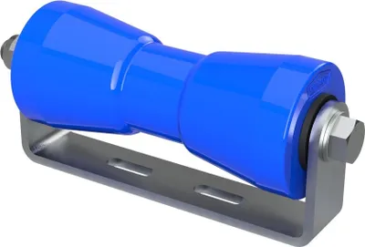Obrázek produktu pro Polyuretanový kýlový váleček s držákem rohlík pomůcka pro spouštění přívěsů lodí pozinkované SUPROD, 200 mm, modrá