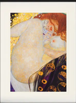 Obrázek produktu pro Gustav Klimt Zarámovaný obraz s elegantním paspartou | Obrazy na zeď | V rámu - DanaÃ", 1907 (80 x 60 cm)