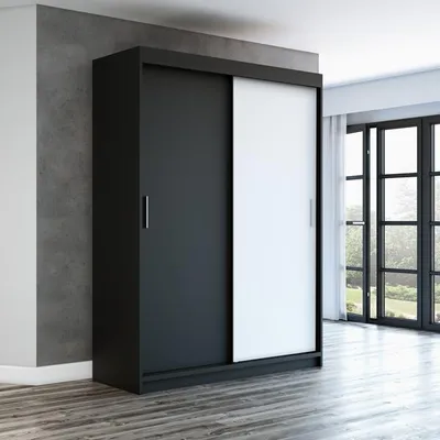 Produktbild von Schwebetürenschrank, 2-türig Schrank! Moderne Garderobe für Kleidung. Verschiedene Farben (Weiß, Schwarz, Somona) Kleiderschrank PAX  160 cm