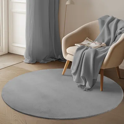 Image de Carpetsale24 Tapis Lavable à Poils Courts Antidérapant et Doux Design Uni Moderne pour Salon et Chambre à Coucher, Taille: 200 cm rond