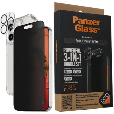 Produktbild von PanzerGlass ® 3-in-1 Privacy Set iPhone 15 Pro, Apple, Apple - iPhone 15 Pro, Trockene Anwendung, Schockresistent, Transparent, 1 Stück(e)