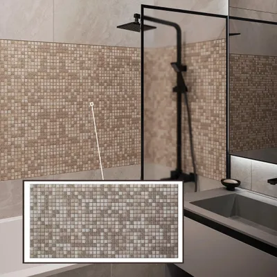 Produktbild von 3D-Wandpaneele PVC | Mosaik Optik | Brown - 1 Platte - 0.5 m² | Für Wohnzimmer, Küche & Bad | Einfache DIY-Montage