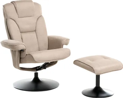 Obrázek produktu pro BELIANI Polohovací otočné křeslo taupe látkové čalounění s podnožkou kovový rám retro design
