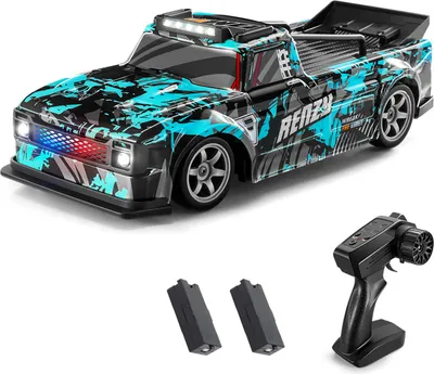 Zdjęcie produktu dla Samochód zdalnie sterowany 2,4 GHz 4WD do driftu w skali 1:16 ze światłami LED i 2 akumulatorami, zabawkowy samochód elektryczny dla chłopców, dziewczynek i dzieci