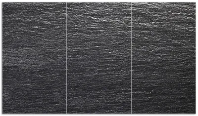 Produktbild von Wallario Herdabdeckplatte aus Glas, Größe 90 x 52 cm 3-teilig, Motiv Muster schwarz-weiße Steintafel Optik
