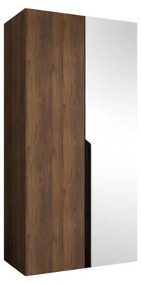 Produktbild von MIRJAN24 Kleiderschrank Mila 2 100 mit Spiegel, Schlafzimmer, Kleiderschrank, mit zwei Drehturen und mit Kleiderstange, Modern, Garderobenschrank (Farbe: Nuss Warmia + Schwarz)