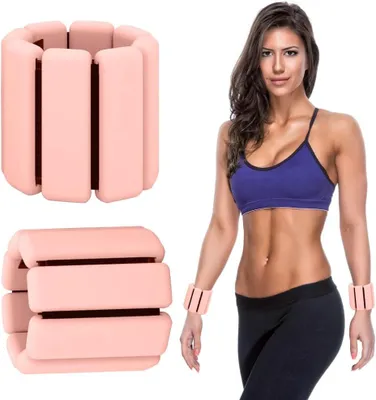 Obrázok produktu pre Nastaviteľné Zápästné a Členkové Závažia Sada 2, 0,45 kg, Silikón, pre Jógu, Pilates