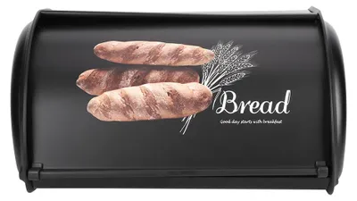 Produktbild von Brotkastenhalter aus Edelstahl mit großem Fassungsvermögen, Aufbewahrungsbehälter für die Küche, Schwarz