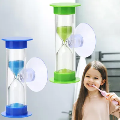 Produktbild von Set mit 2 Sanduhren für Kinder, jeweils 2 und 3 Minuten, mit Saugnapf