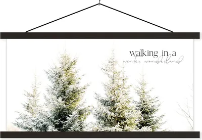 Produktbild von MuchoWow® Textilposter Weihnachtsbaum - Winter - Schnee 60x30 cm mit schwarzem Rahmen - Textilien