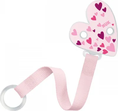 Produktbild von NUK Schnullerband rosa mit flexiblem Silikonring, Einhand-Clip-System, ohne scharfe Kanten