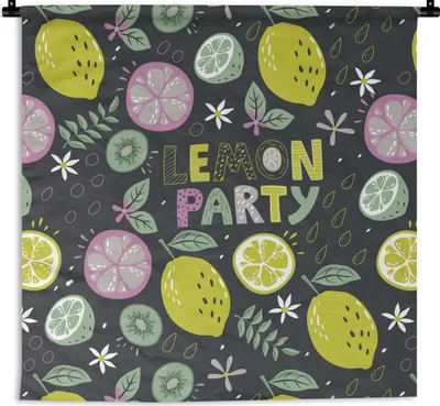 Produktbild von MuchoWow® Wandteppich Wandbehang Sommer - Zitate - Zitronen 150x150 cm Tapisserie Dekoration Wandtuch - Wohnaccessoires - Modernes