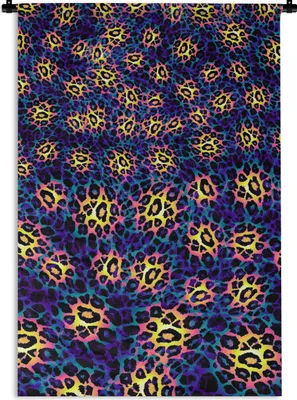 Produktbild von MuchoWow® Wandteppich Wandbehang Pantherdruck - Muster - Gelb 90x135 cm Tapisserie Dekoration Wandtuch - Baumwolle - Wandskulptur