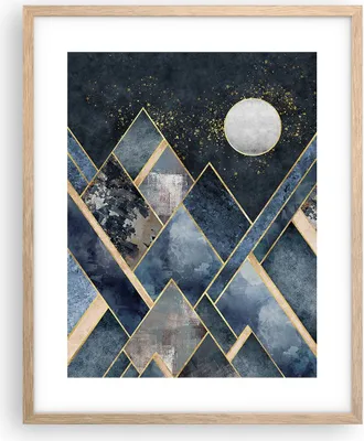 Produktbild von Gerahmtes Poster - Rahmen in heller Eiche - Figuren Geometrisch Berge - 40x50 cm - Wand Bild - Wanddeko - Wandbilder - Kunstposter - Wandposter - Bilderrahmen - Bilder - Kunstdruck - P2NPA40x50-5139