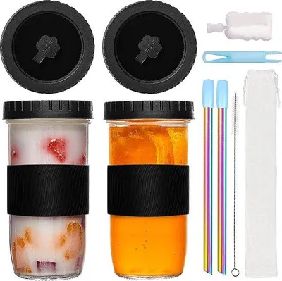Produktbild von Mason Becher 730ml 2er Set für Smoothies und Getränke