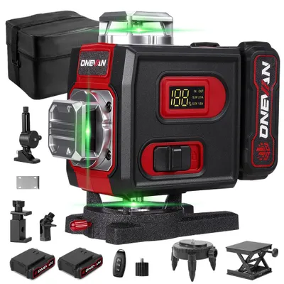 Produktbild von Kreuzlinienlaser 4D 16 Linien Laserwasserwaage mit 2x Akkus, Selbstnivellierend Laser Level, für Fliesen, Deckenmontage & Innenausbau