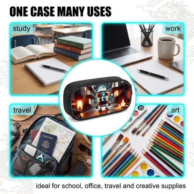 Imagen del producto de Estuche grande con 3 compartimentos, de gran capacidad, para niños y adolescentes
