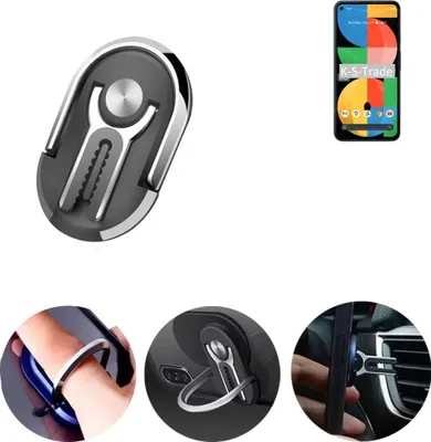 Produktbild von K-S-Trade 3in1 Smartphone-Ring Handy-Ring kompatibel mit Google Pixel 5a Fingerhalterung  Handyring Tischständer Lüftungsgitter-Halterung Tisch