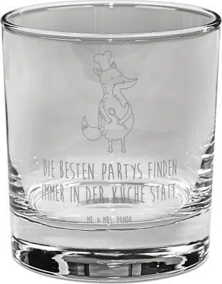 Produktbild von Mr. & Mrs. Panda Cocktailglas Fuchs Koch - Transparent - Geschenk, Tumbler, Spruch Lustig, Feier, Glas, Hungrig, Geburtstag, Bäcker, für Gin, gravur, Chefkoch