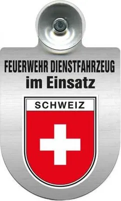 Produktbild von Einsatzschild Windschutzscheibe - Feuerwehr Dienstfahrzeug im Einsatz - 393801 - incl. Regionenwappen Color - Region Schweiz