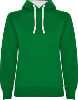 Produktbild von Roly SU1068 | Damen Urban  Hooded Sweatshirt, Tailliert - Farbe: Kelly Green 20/White 01 - Größe: S