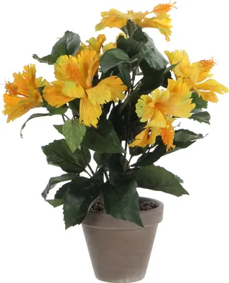 Produktbild von Mica Decorations Hibiskus Kunstpflanze im Blumentopf Stan - H40 x Ø30 cm - Gelb