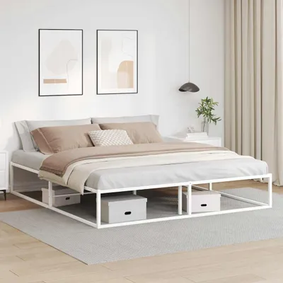 Image de Lit double exclusif - Structure de lit sans matelas, blanc, 180x200 cm, en métal