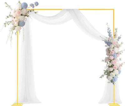 Immagine prodotto di VEVOR arco di sostegno, 2,4x2,4 m, arco di matrimonio, arco quadrato in metallo dorato per matrimoni, feste di compleanno, feste di laurea, vacanze e decorazioni per cerimonie