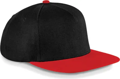 Produktbild von Beechfield B660 | Original Flat Peak Snapback Cap / Kappe / Mütze / Hut - Farbe: Black/Classic Red - Größe: One Size