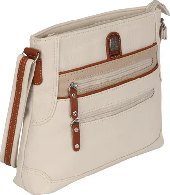 Produktbild von Damen Tasche Schultertasche Henkeltasche Handtasche Leder Optik BEIGE-TAN (15100)